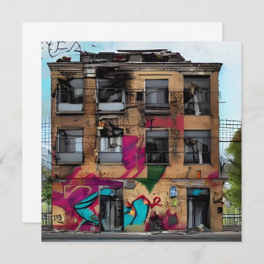 放棄された建物抽象芸術AIアート (正面/裏面)