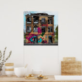 放棄された建物抽象芸術AIアート ポスター (キッチン)