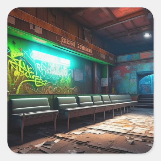 放棄された建物都市崩壊 スクエアシール (正面)