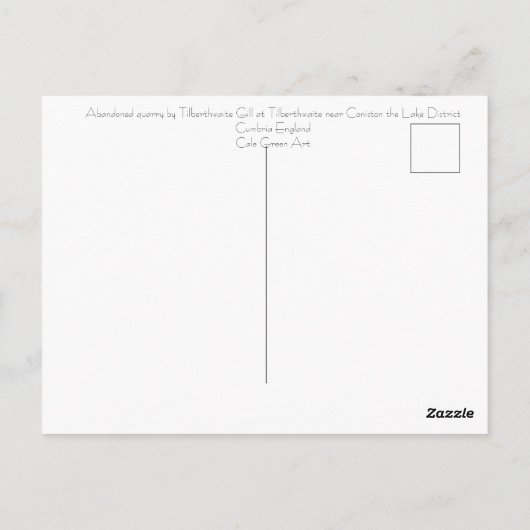 放棄された採石場ティルベルスワイトカード ポストカード (裏面)