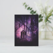 放棄された教会パープルナイトスカイデジタルアート ポストカード (スタンド正面)