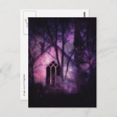 放棄された教会パープルナイトスカイデジタルアート ポストカード (正面/裏面)