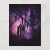 放棄された教会パープルナイトスカイデジタルアート ポストカード (正面)