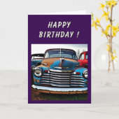 放棄された車1950s誕生日 カード (黄色い花)