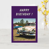 放棄された車1950s誕生日 カード (黄色い花)