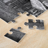 放棄された農家ビジネスの白黒 ジグソーパズル (側面)