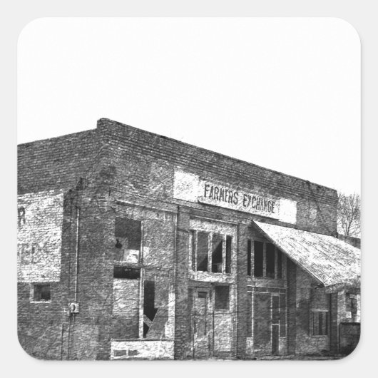 放棄された農家ビジネスの白黒 スクエアシール (正面)