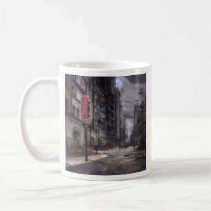 放棄された都市 Post Apocalytic Dystopian World コーヒーマグカップ