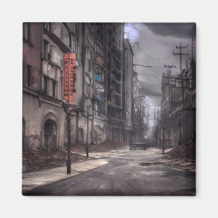放棄された都市 Post Apocalytic Dystopian World マグネット