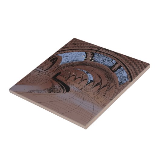 放棄されたNYシティホール地下鉄駅イラストレーション タイル (側面)