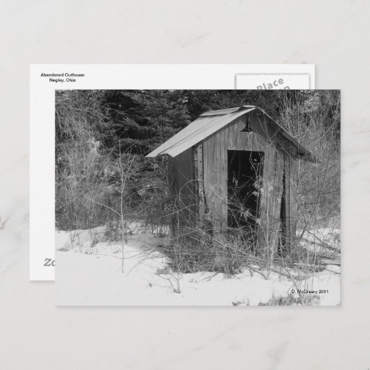 放棄されたOuthouse (B&W)はがき ポストカード (正面/裏面)