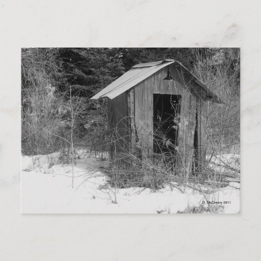 放棄されたOuthouse (B&W)はがき ポストカード (正面)