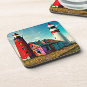 放棄カラフルされた灯台オンビーチ コースター (左側)