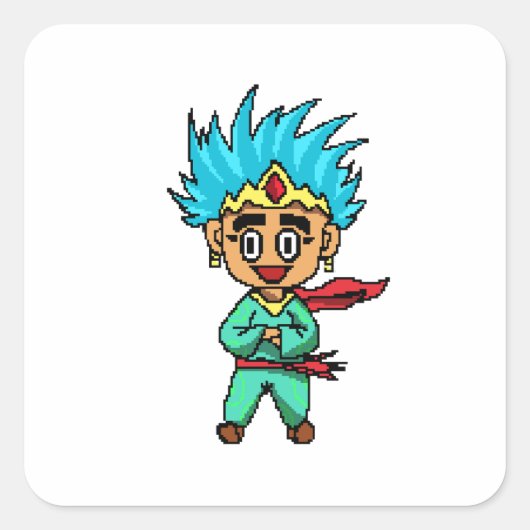放浪のピクセルキング | レトロサイドキック スクエアシール (正面)