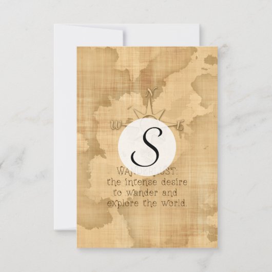 放浪者が···」 旅行引用文オンヴィンテージ紙 招待状 (裏面)