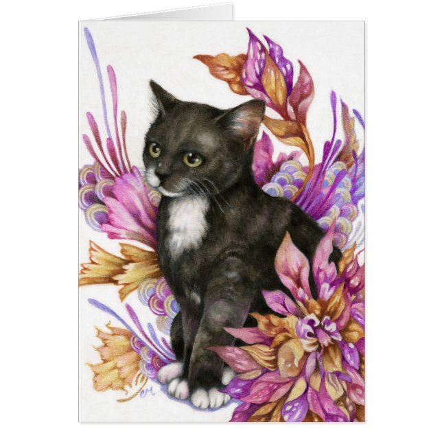 放浪者-かわいいタキシード猫の芸術カード (正面)