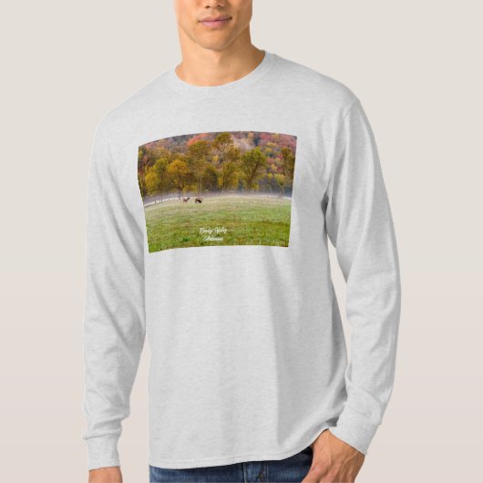 放牧エルクカップル長袖シャツ Tシャツ (正面)
