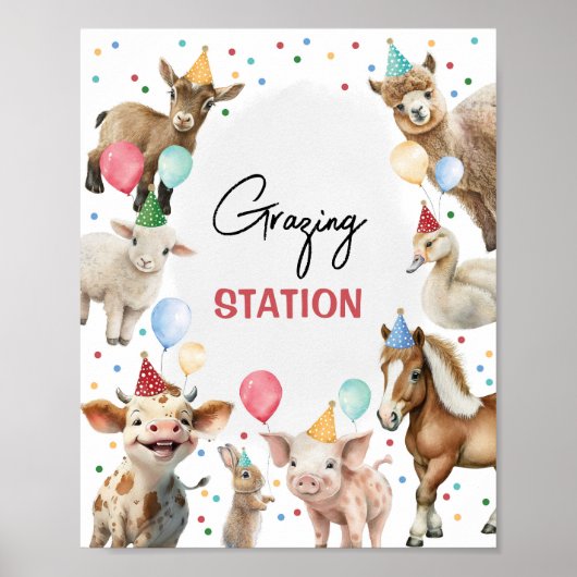 放牧ステーションファーム動物ボーイバースデーパーティー ポスター (正面)