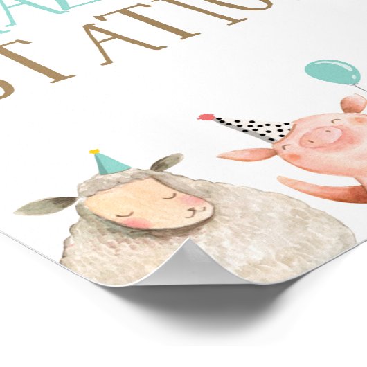 放牧ステーションファーム動物納屋周囲の庭ボーイ誕生日 ポスター (角)