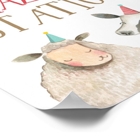 放牧ステーションファーム動物納屋周囲の庭ボーイ誕生日 ポスター (角)