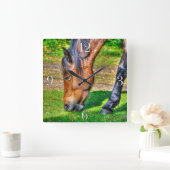 放牧ベイポニーウマ科のフォトホース愛好家 スクエア壁時計 (ホーム)