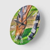 放牧ベイポニーウマ科のフォトホース愛好家 ラウンド壁時計 (傾斜)