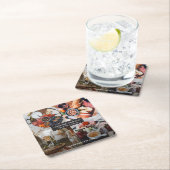 放牧ボードの名刺フォトコラージュ スクエアペーパーコースター (インサイチュ)