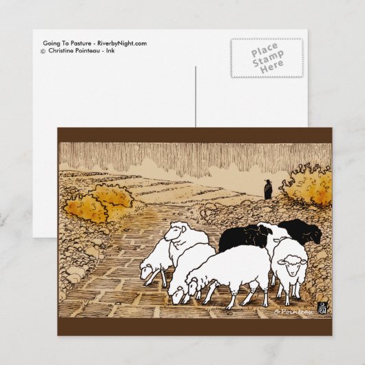 放牧中 ポストカード (正面/裏面)