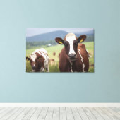 放牧牛 キャンバスプリント (インサイチュ (ウッドフロア))