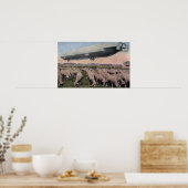 放牧羊の上のツェッペリンの吹雪のビュー ポスター (キッチン)