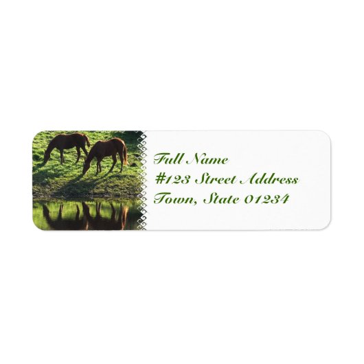 放牧馬ペアの郵送ラベル ラベル (正面)