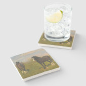 放牧馬(by Rosa Bonheur) ストーンコースター (横)