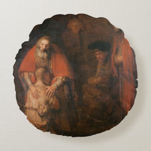 放蕩息子レンブラントの帰還を枕にする ラウンドクッション (正面)