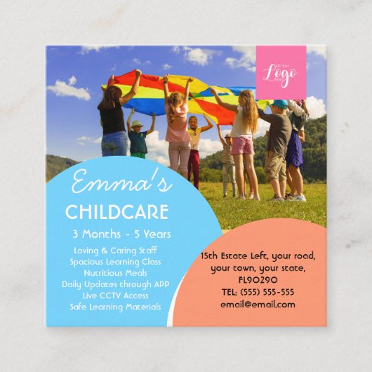 放課後のベビーシッター保育士 スクエア名刺 (正面)