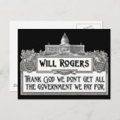 政府の効率性に関するWill Rogers引用文 ポストカード (正面/裏面)