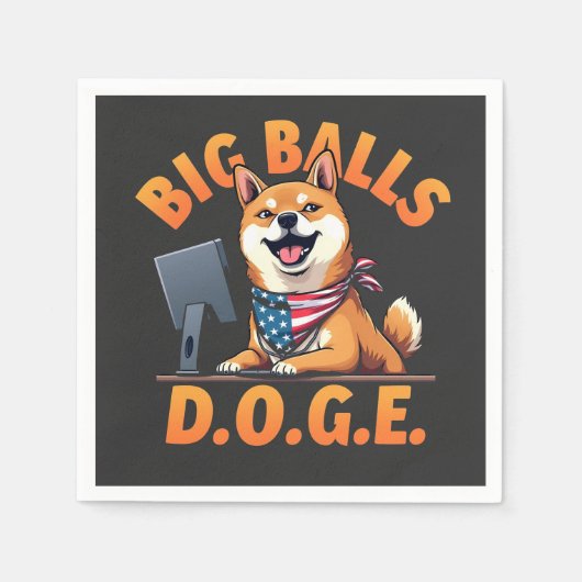 政府の効率性の大きなボールdoge部門 スタンダードカクテルナプキン (正面)