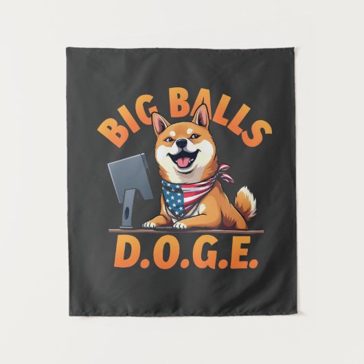 政府の効率性の大きなボールdoge部門 タペストリー (正面)