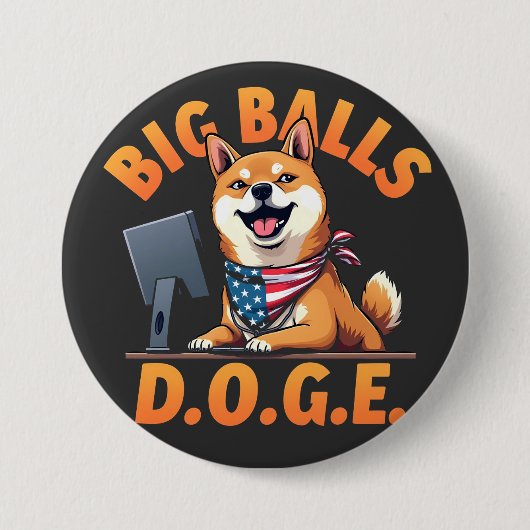 政府の効率性の大きなボールdoge部門 缶バッジ (正面)