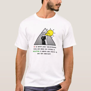 政府の専制政治に対する上げられた握りこぶしの団結 Tシャツ