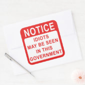 政府の愚か者、抗議の通知。 スクエアシール (封筒)