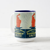 政府の非本質的な労働者は結合します ツートーンマグカップ (正面左)