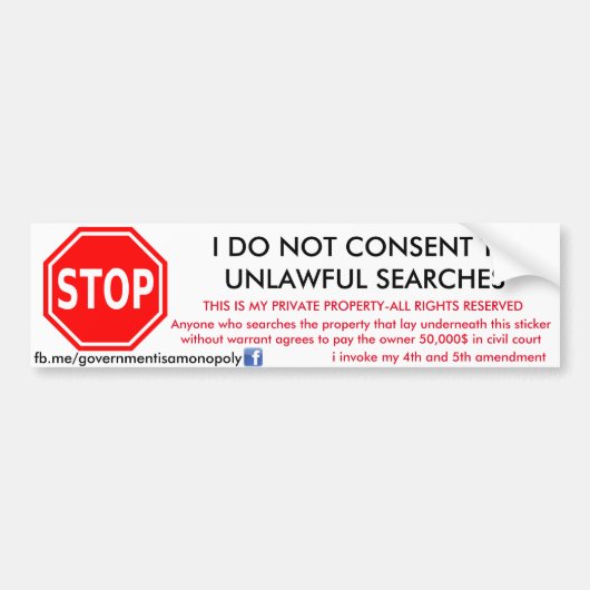政府は独占調査および握りのstickeです バンパーステッカー (正面)