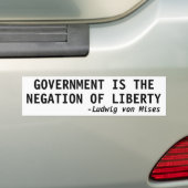政府は自由を否定する バンパーステッカー (車上)