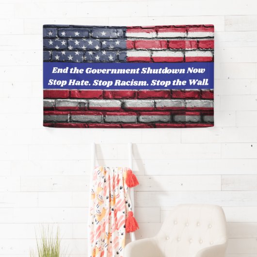 政府ストップの停戦抗議の集会のバナー 横断幕 (インサイチュ)