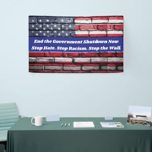 政府ストップの停戦抗議の集会のバナー 横断幕