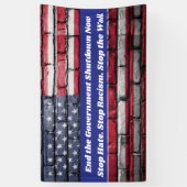 政府ストップの停戦抗議の集会のバナー 横断幕 (縦)