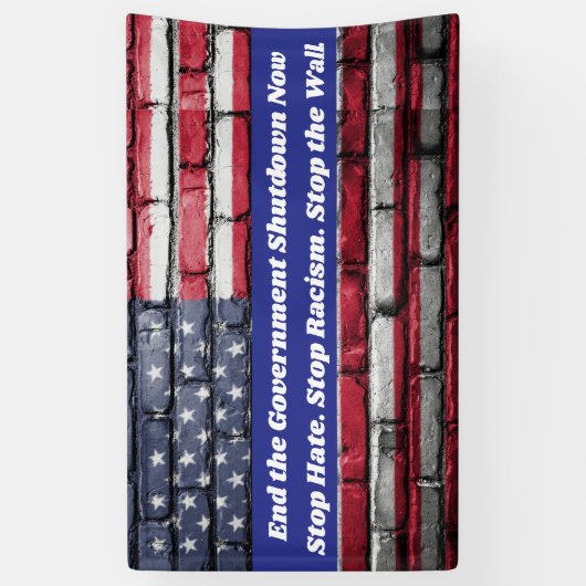 政府ストップの停戦抗議の集会のバナー 横断幕 (縦)