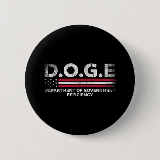 政府効率局などDoge D.o. 缶バッジ (正面)