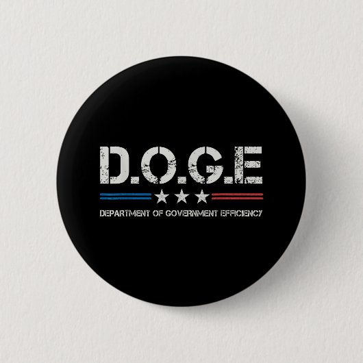 政府効率局などDoge D.o. 缶バッジ (正面)