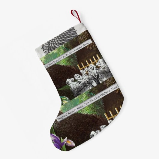 政治おもしろい的なジョークの森の気候変動の風刺 スモールクリスマスストッキング (裏面 (吊り時))